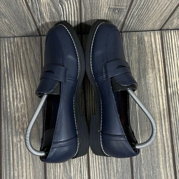 Bongo Women Pennie Loafers Sz 5.5 Teen Y2K 90s Faux Leather Navy Retro Casual - Picture 5 of 9